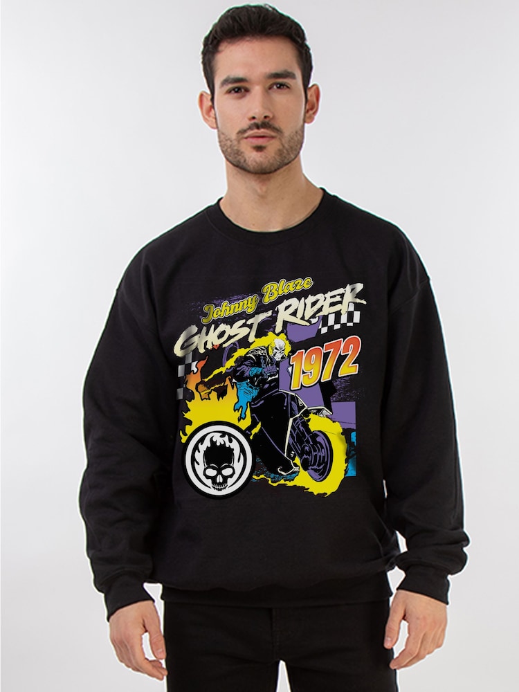 Brands In Black Marvel Ghost Rider Sweat Top - Image 1 of 5 Brands In Black Marvel Ghost Rider Sweat Top - Image 1 of 5