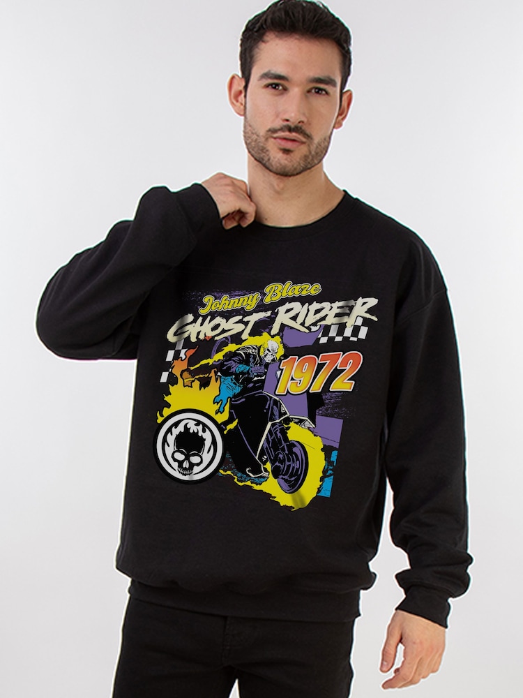 Brands In Black Marvel Ghost Rider Sweat Top - Image 2 of 5 Brands In Black Marvel Ghost Rider Sweat Top - Image 2 of 5