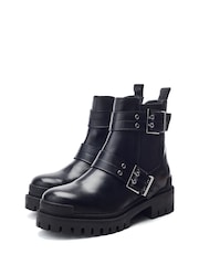 Moda in Pelle Black Sh Ilroy Double Buckle Biker Boots - Image 2 of 4