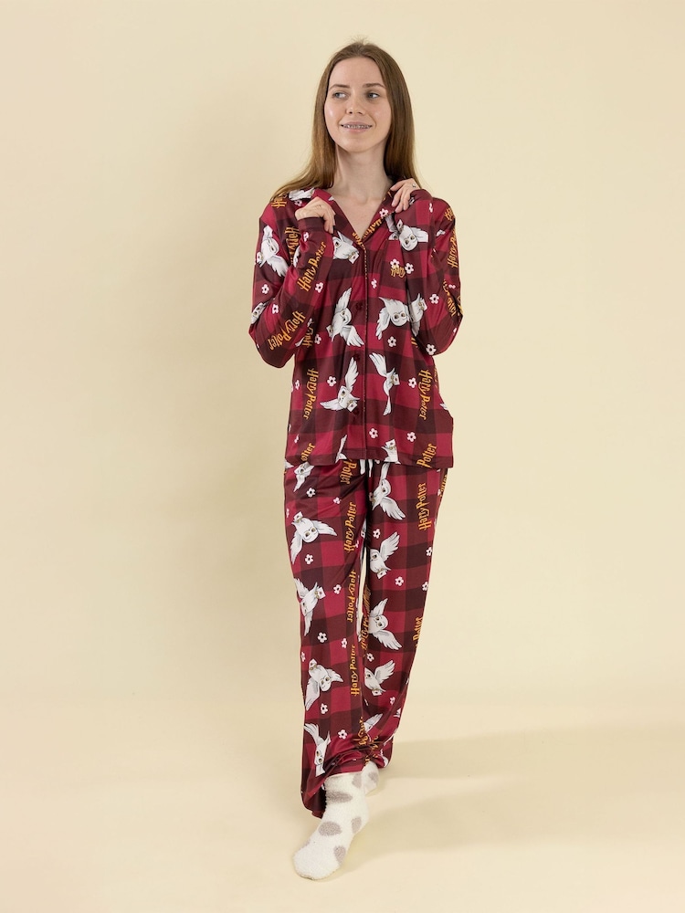 Vanilla Underground Red Harry Potter Button Up Long Sleeve Leg Pyjamas Set - Image 1 of 8