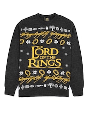 Vanilla Underground Black Lord Of The Rings Mens Black Xmas Jumper - Image 1 of 6