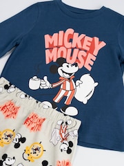 Vanilla Underground Blue Disney Mickey Mouse Cotton Long Sleeve Leg Pyjamas Set - Image 4 of 5