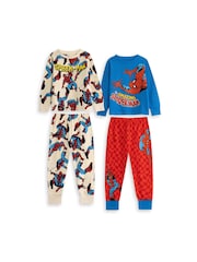 Vanilla Underground Blue Marvel Spiderman Cotton Long Sleeve Leg Pyjamas Set Multi Pack of 2 - Image 1 of 5