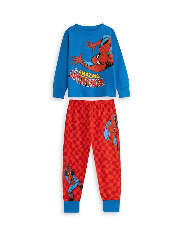 Vanilla Underground Blue Marvel Spiderman Cotton Long Sleeve Leg Pyjamas Set Multi Pack of 2 - Image 2 of 5