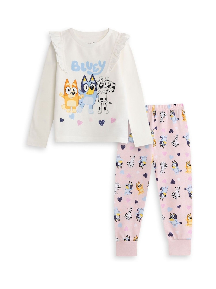 Vanilla Underground White Bluey Cotton Long Sleeve Leg Pyjamas Set - Image 1 of 5