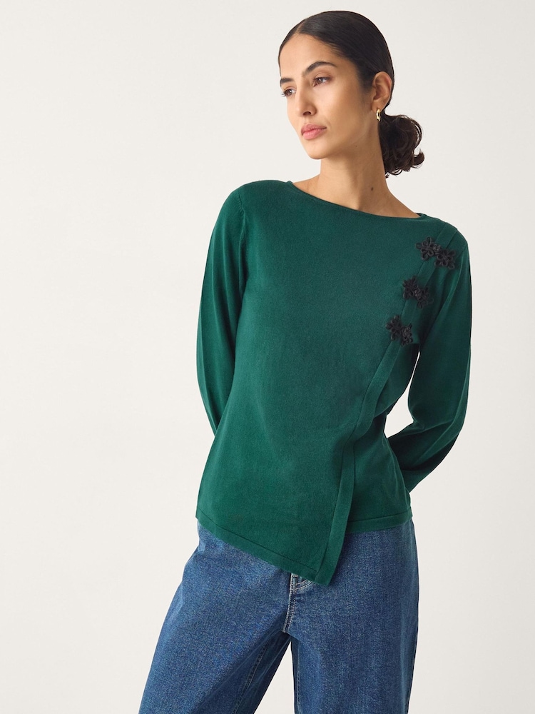 Monsoon Green Sofia Asymmetrical Button Jumper - Image 1 of 5 Monsoon Green Sofia Asymmetrical Button Jumper - Image 1 of 5