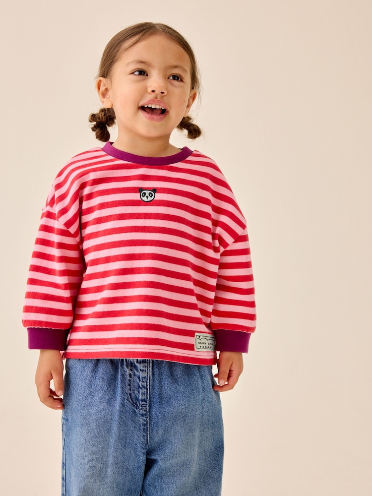 Pink/Red Stripe Long Sleeve Cuffed Top (3mths-7yrs) - Image 1 of 4