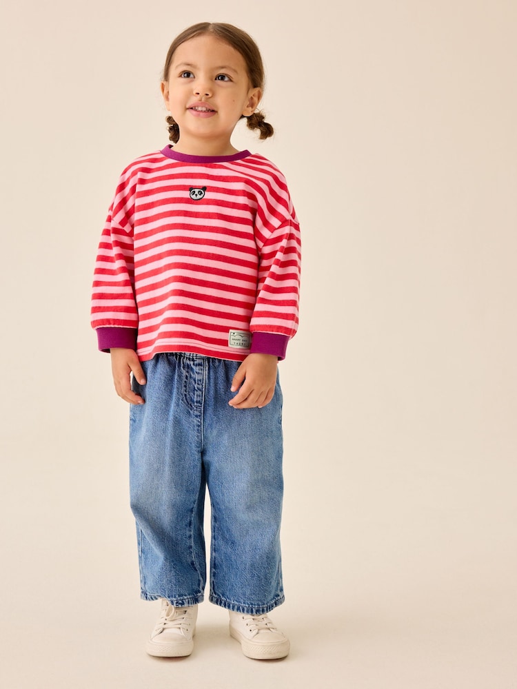 Pink/Red Stripe Long Sleeve Cuffed Top (3mths-7yrs) - Image 2 of 4