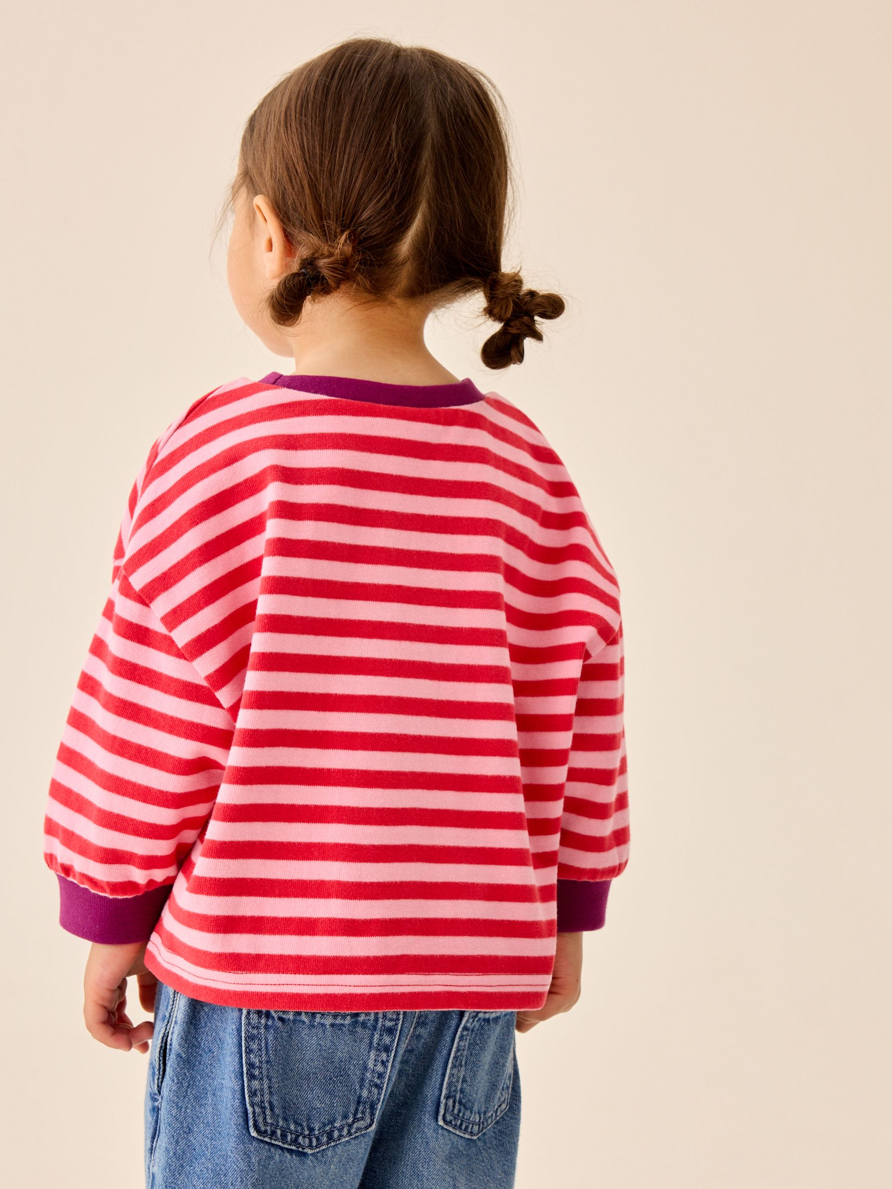 Buy Pink/Red Stripe Long Sleeve Cuffed Top (3mths-7yrs) from Next USA