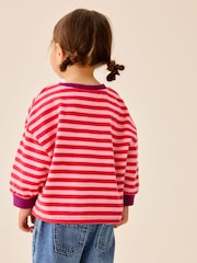 Pink/Red Stripe Long Sleeve Cuffed Top (3mths-7yrs) - Image 3 of 4