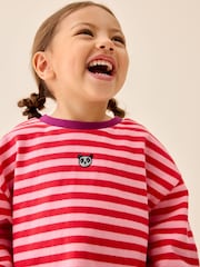 Pink/Red Stripe Long Sleeve Cuffed Top (3mths-7yrs) - Image 4 of 4