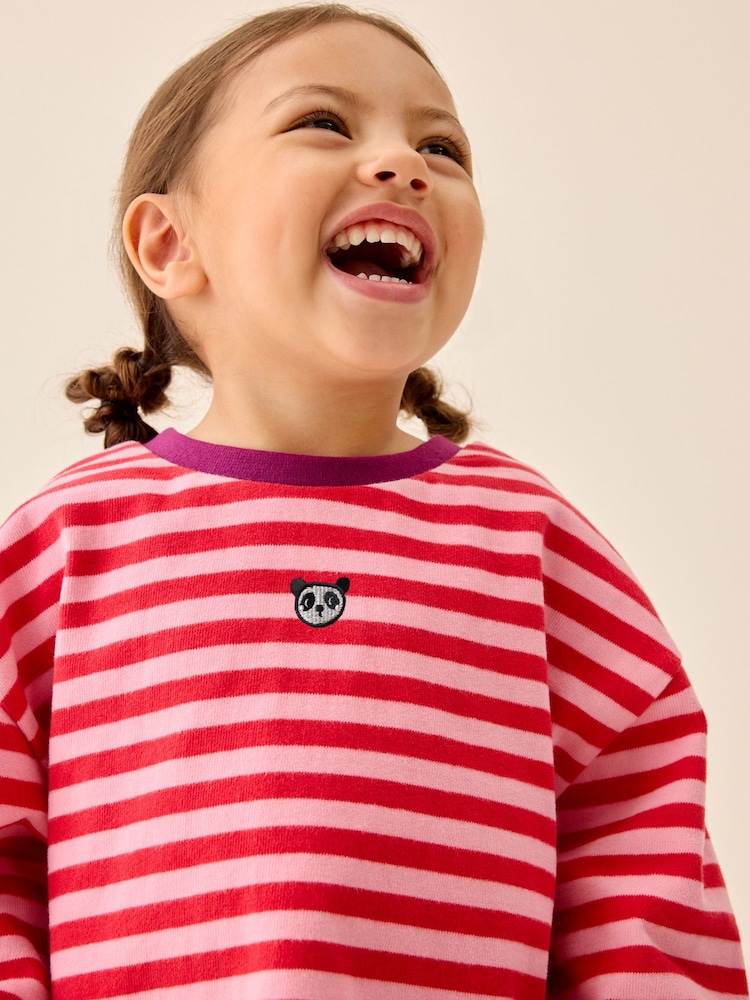 Pink/Red Stripe Long Sleeve Cuffed Top (3mths-7yrs) - Image 4 of 4