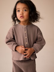 Brown Long Sleeve Ribbed Raglan Cardigan (3mths-7yrs) - Image 1 of 12