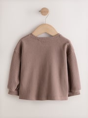 Brown Long Sleeve Ribbed Raglan Cardigan (3mths-7yrs) - Image 10 of 12