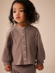 Brown Long Sleeve Ribbed Raglan Cardigan (3mths-7yrs) - Image 5 of 12