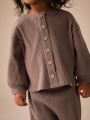 Brown Long Sleeve Ribbed Raglan Cardigan (3mths-7yrs) - Image 6 of 12