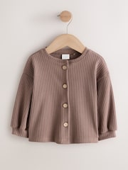 Brown Long Sleeve Ribbed Raglan Cardigan (3mths-7yrs) - Image 9 of 12