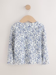 Ecru Blue Ditsy Floral Ribbed Long Sleeve Top (3mths-7yrs) - Image 6 of 8