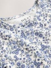 Ecru Blue Ditsy Floral Ribbed Long Sleeve Top (3mths-7yrs) - Image 8 of 8