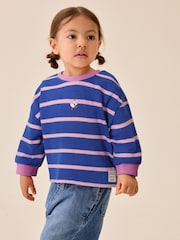 Blue Pink Stripe Long Sleeve Cuffed Top (3mths-7yrs) - Image 1 of 3