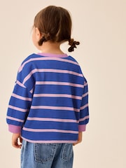 Blue Pink Stripe Long Sleeve Cuffed Top (3mths-7yrs) - Image 3 of 3