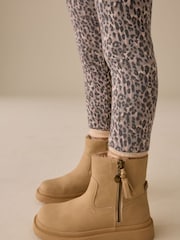 Animal Print 1 Pack Fleece Lined Cosy Leggings (3-16yrs) - Image 5 of 9