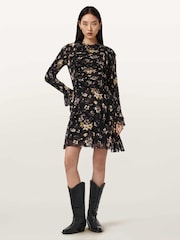 AllSaints Black Portia Dress - Image 2 of 8