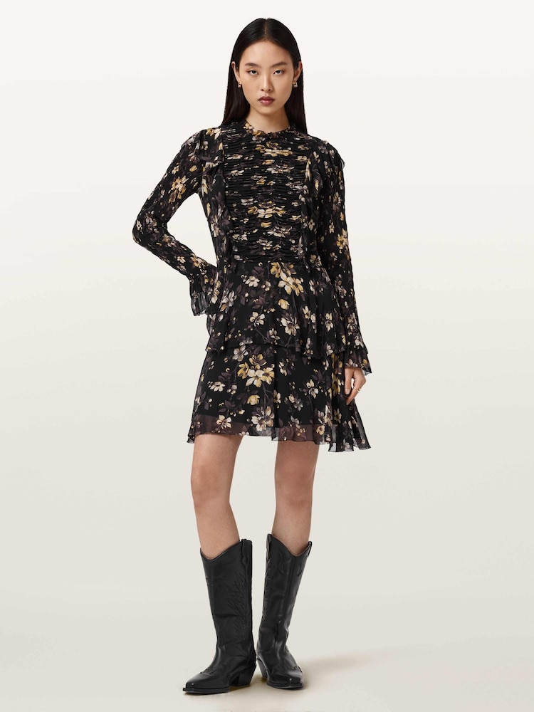 AllSaints Black Portia Dress - Image 2 of 8 AllSaints Black Portia Dress - Image 2 of 8