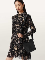 AllSaints Black Portia Dress - Image 6 of 8