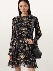AllSaints Black Portia Dress - Image 7 of 8