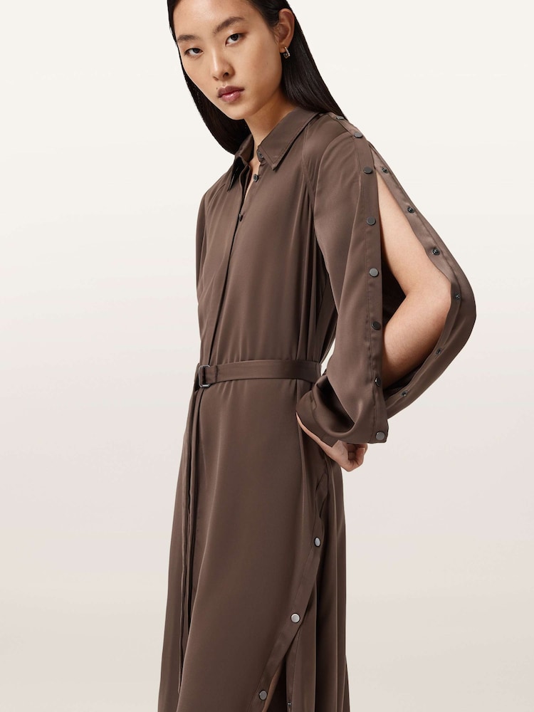 all saints brown dress ALL SAINTS brown taffeta dress – Sloe Vintage