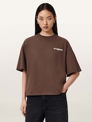AllSaints Brown Guardian Amelie T-Shirt - Image 3 of 10