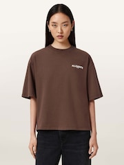 AllSaints Brown Guardian Amelie T-Shirt - Image 9 of 10