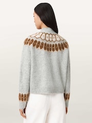 AllSaints Grey Clyde Funnel Neck Jumper - Image 2 of 6