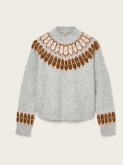 AllSaints Grey Clyde Funnel Neck Jumper - Image 6 of 6