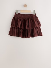 Chocolate Brown Crinkle Tiered Skirt (3-16yrs) - Image 1 of 4