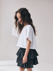 Mancha negra/blanca - Falda de tejido arrugado escalonada (3-16años) - Imagen 1 de 9