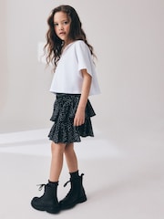 Mancha negra/blanca - Falda de tejido arrugado escalonada (3-16años) - Imagen 2 de 9