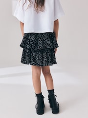 Mancha negra/blanca - Falda de tejido arrugado escalonada (3-16años) - Imagen 3 de 9