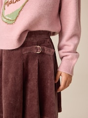 Chocolate Brown Pleated Jersey Cord Skirt (3-16yrs) - Image 4 of 8