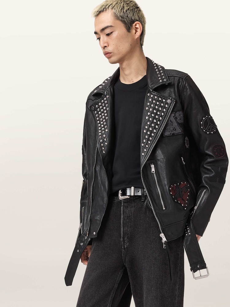 AllSaints Black Cole Biker Jacket - Image 2 of 7 AllSaints Black Cole Biker Jacket - Image 2 of 7