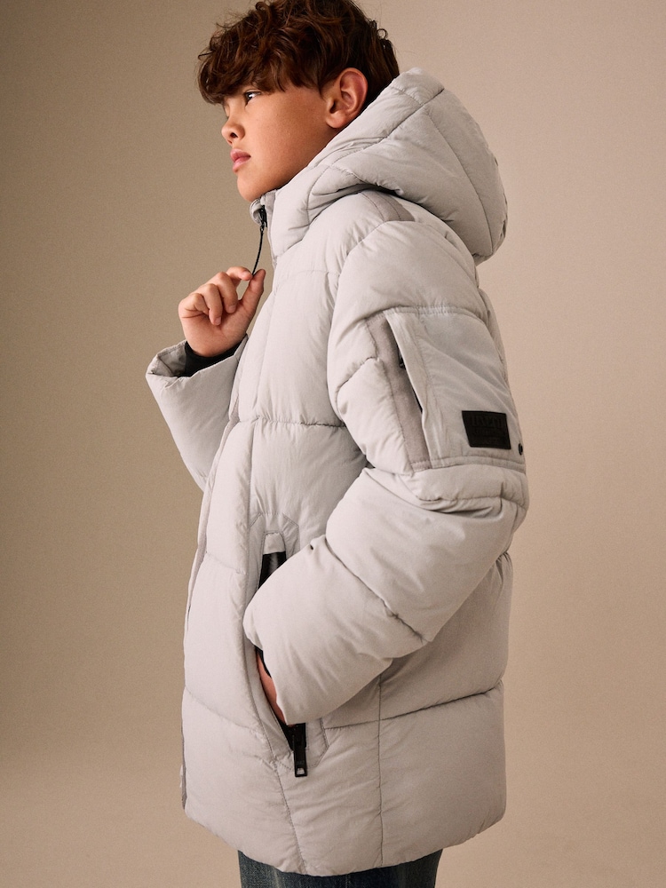 Light Grey Utility Padded Coat (3-16yrs) - Image 1 of 11 Light Grey Utility Padded Coat (3-16yrs) - Image 1 of 11