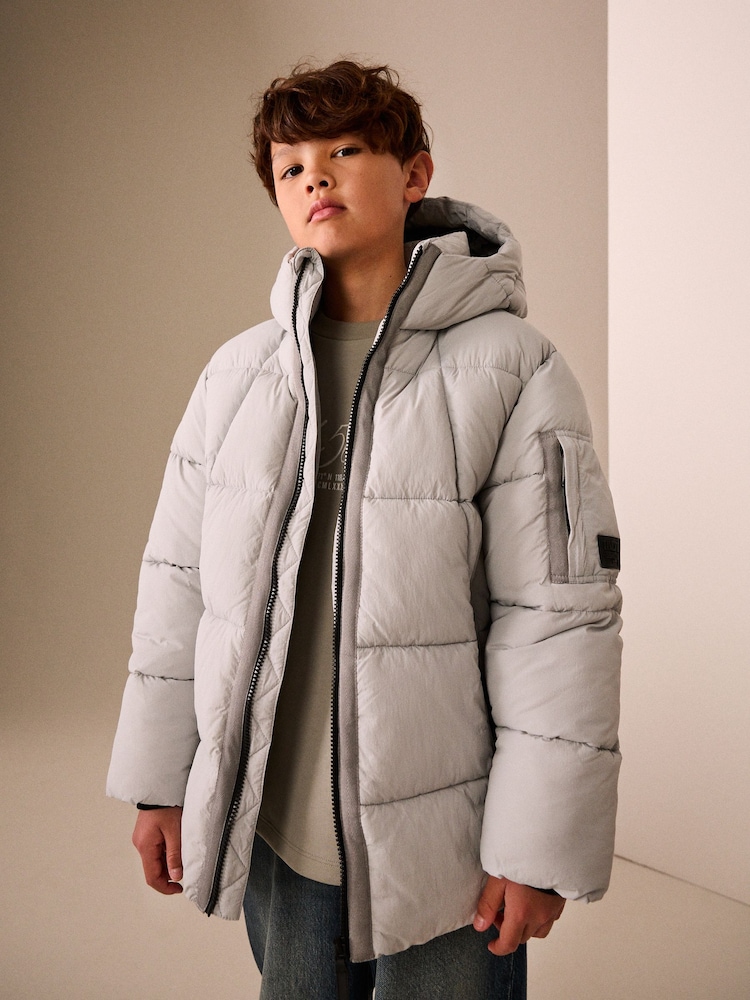 Light Grey Utility Padded Coat (3-16yrs) - Image 2 of 11 Light Grey Utility Padded Coat (3-16yrs) - Image 2 of 11
