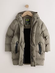Khaki Green Waterproof Padded Long Line Coat (3-16yrs) - Image 8 of 12
