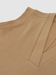Reiss Tan Neutral Willa Cotton-Blend Sleeveless V-Neck Sweat Top - Image 6 of 6
