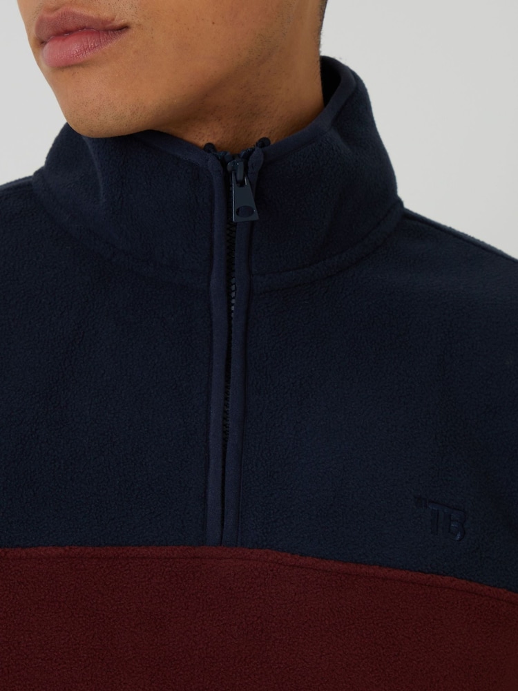 Threadbare Blue Colourblock Quarter Zip Fleece - Image 4 of 4 Threadbare Blue Colourblock Quarter Zip Fleece - Image 4 of 4