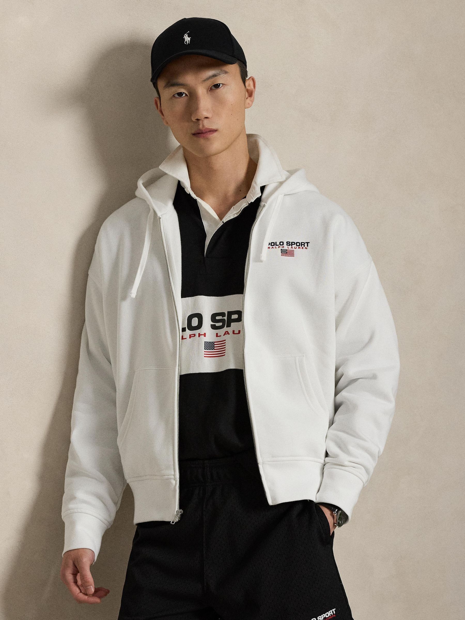 Buy Polo Ralph Lauren White Polo Sport Zip Through Hoodie from the