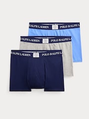 Polo Ralph Lauren Blue Classic Stretch Cotton Trunks 3 Pack - Image 1 of 6