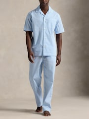 Polo Ralph Lauren Blue Striped Poplin Pyjama Shirt - Image 1 of 4