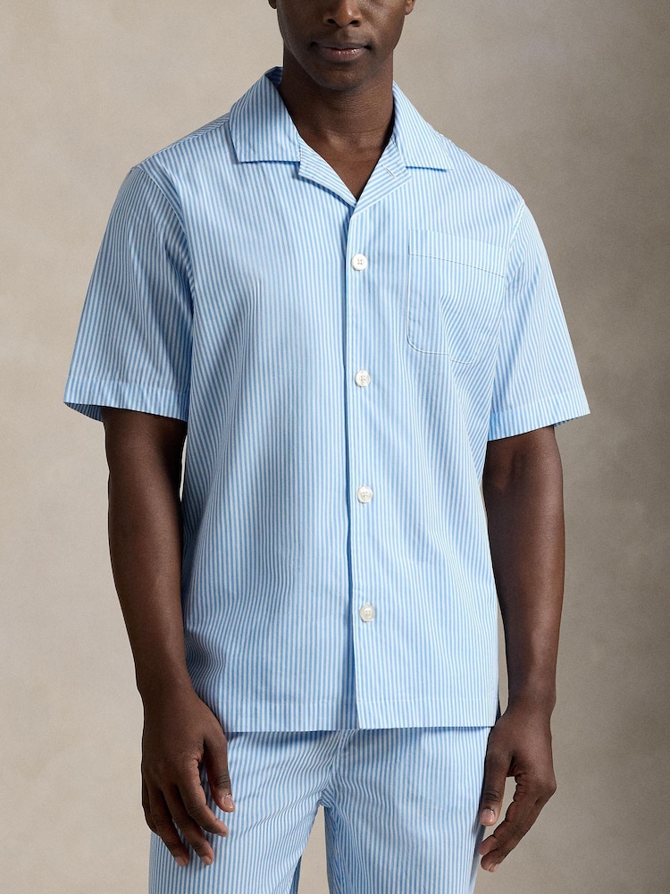 Polo Ralph Lauren Blue Striped Poplin Pyjama Shirt - Image 2 of 4